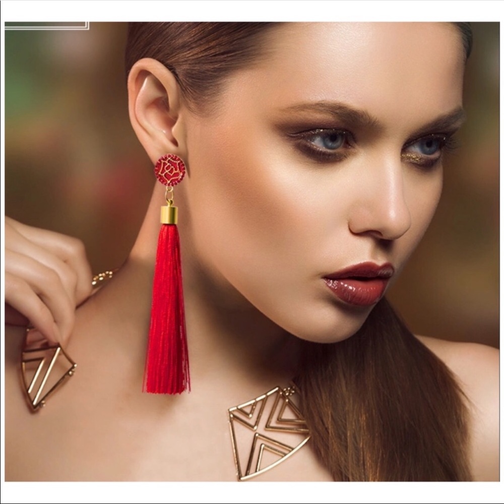 New Bohemian Tassel Crystal Long Earrings - Picture 1 of 2